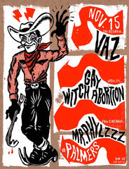 Palmers:" Mr. Phylzzz/Gay Witch Abortion/Vaz concert poster
