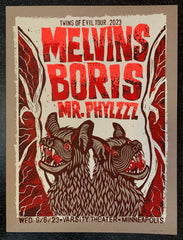 Melvins/Boris/Mr. Phylzzz: Twins of Evil Tour Minneapolis Poster- DAYGLO EDITION
