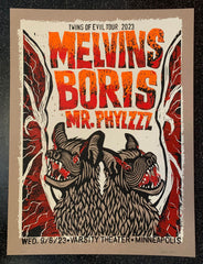 Melvins/Boris/Mr. Phylzzz: Twins of Evil Tour Minneapolis Poster- ORANGE & RED EDITION