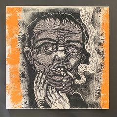 CHRIS MARS x HAZE XXL: "BAD MOOD RISING" LINOPRINT COLLAB *YELLOW ORANGE EDITION*